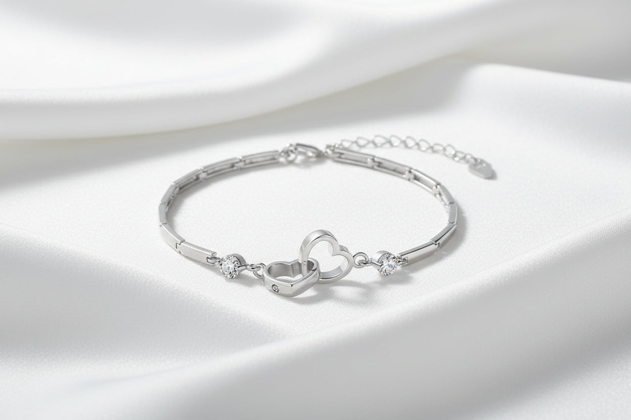 Hearts 925 Sterling Silver Bracelet