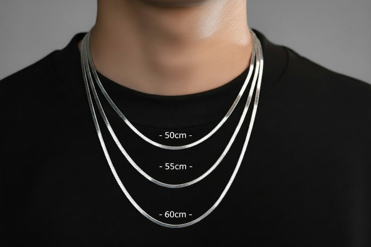 Flat Snake Bone 925 Sterling Silver Chain