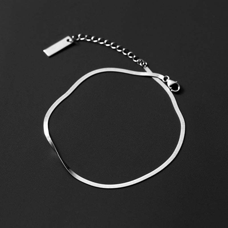 Flat Snake Bone 925 Sterling Silver Anklet