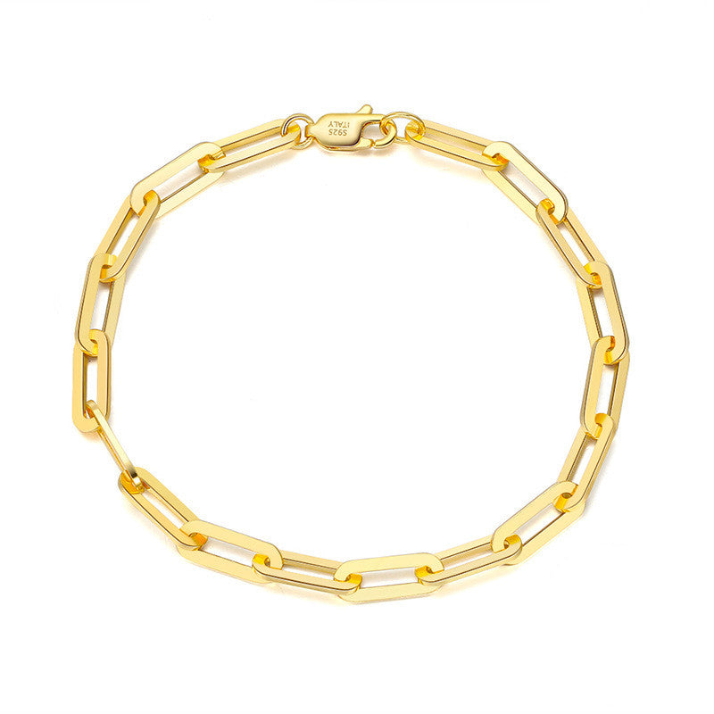 14K Gold-plated 925 Silver Paperclip Bracelet