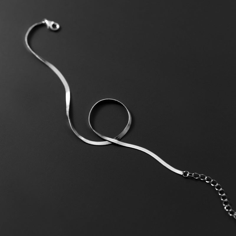 Flat Snake Bone 925 Sterling Silver Anklet