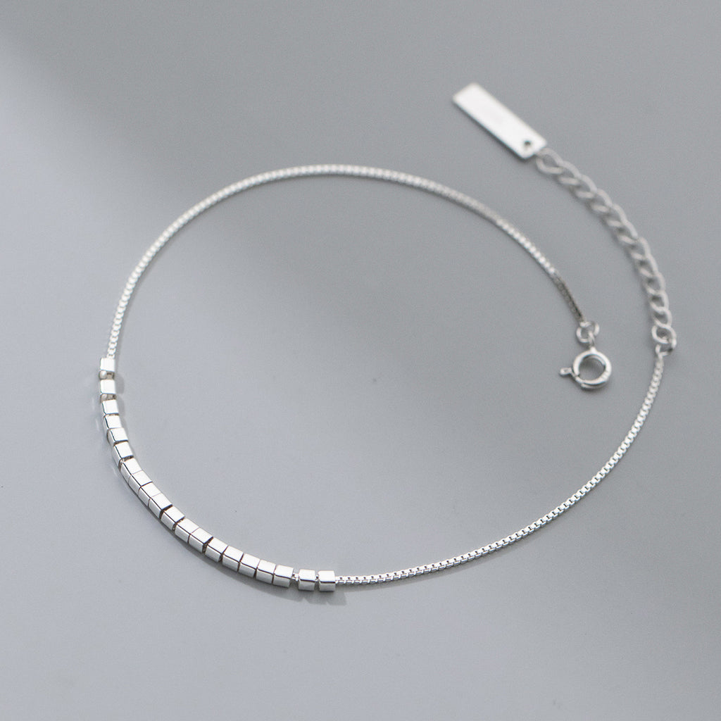 Cube 925 Sterling Silver Anklet