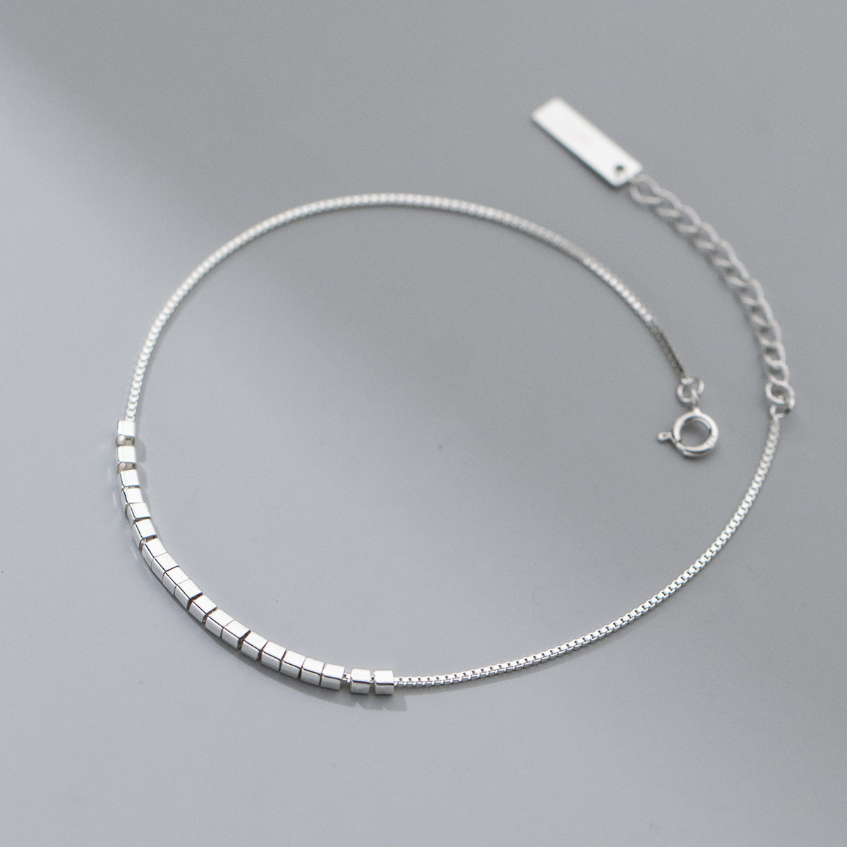 Cube 925 Sterling Silver Anklet