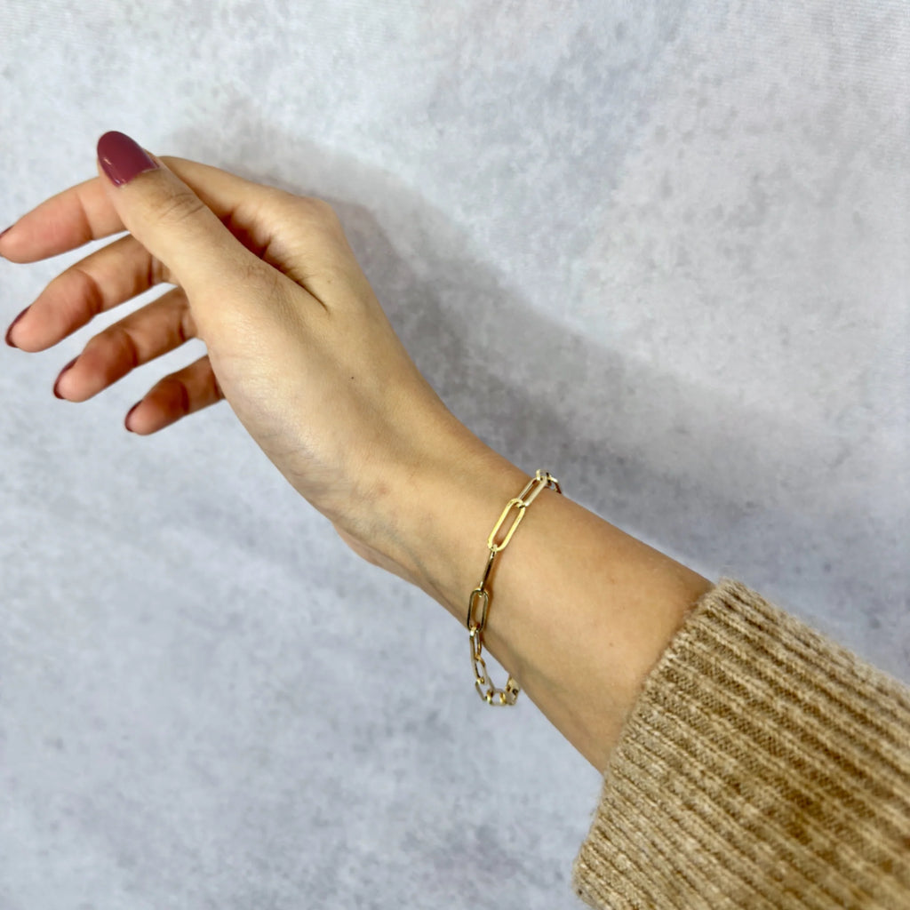 14K Gold-plated 925 Silver Paperclip Bracelet