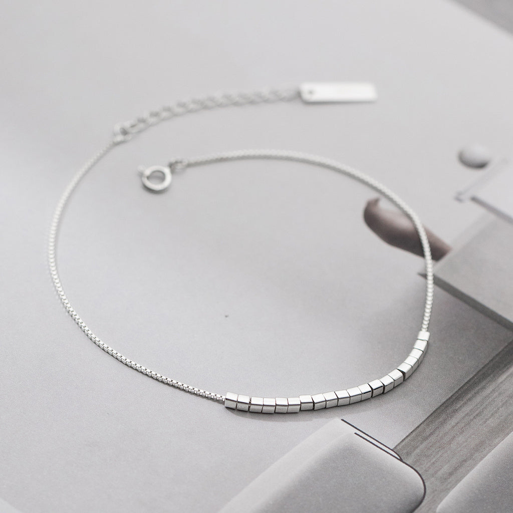 Cube 925 Sterling Silver Anklet
