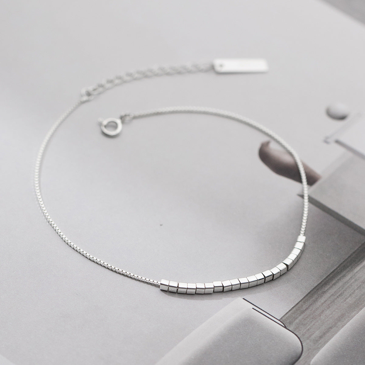 Cube 925 Sterling Silver Anklet