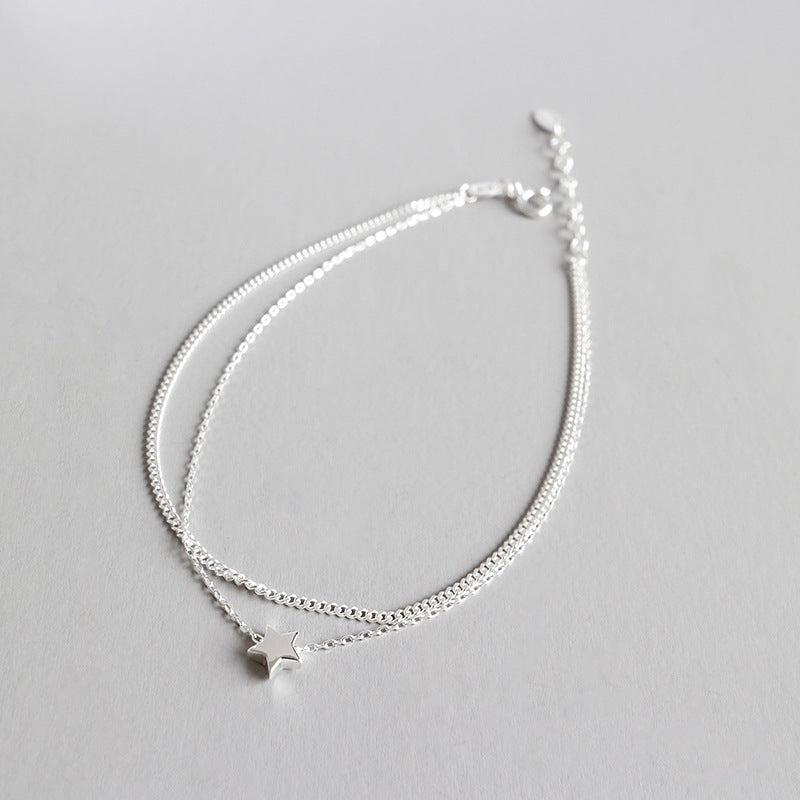 Double-Layer Star 925 Sterling Silver Anklet